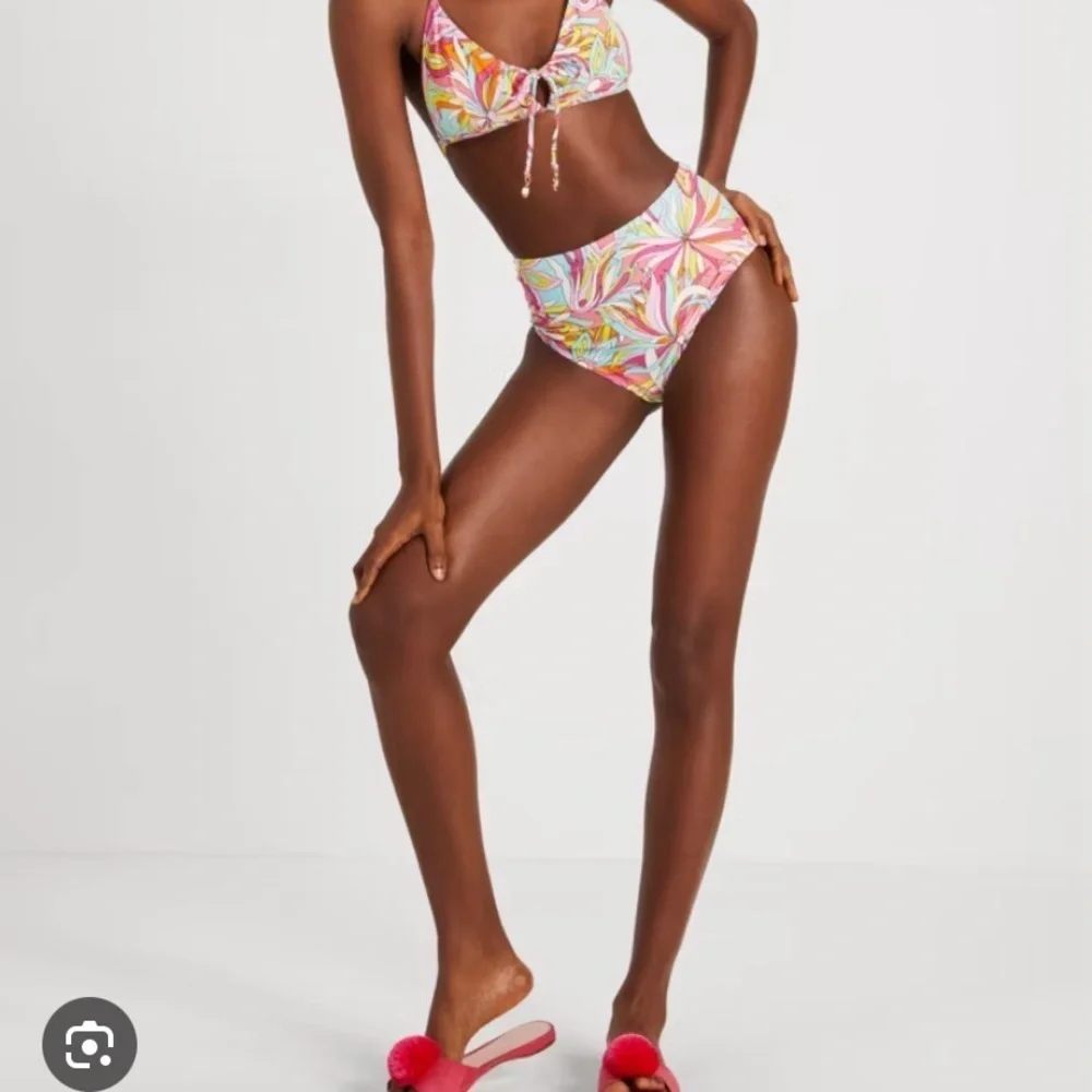 Kate Spade Anemone Floral High Waist Bikini Bottom Size Large